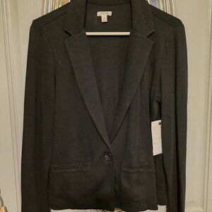 BNWT Caslon Lightweight Black Cotton Button Back Blazer Jacket